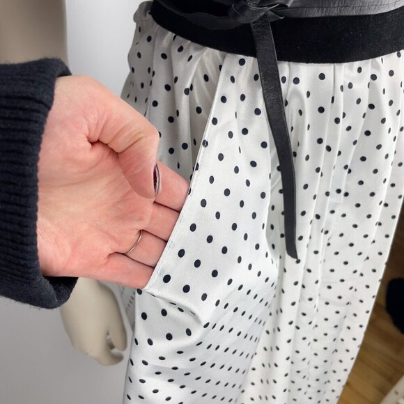 ALGO-ETTES VTG Romper 80´s 90’s Polka Dot Satin White & Black Knee-Lenght Retro - Picture 12 of 14